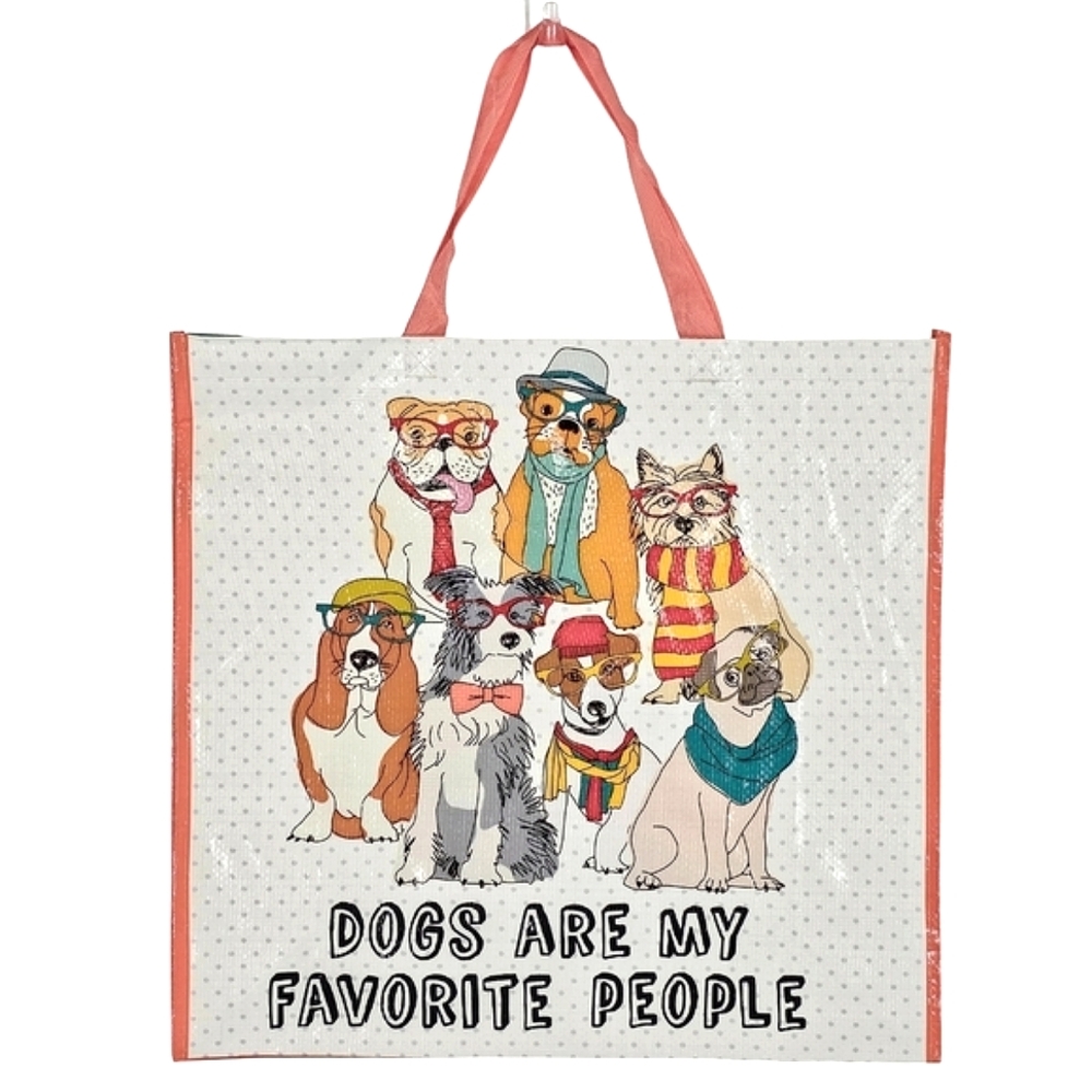Dog People Tote Bag Reusable Carryall L Shopping Gym Novelty Pop Art Beach Retro